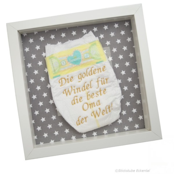 Goldene Windel im Rahmen Mama